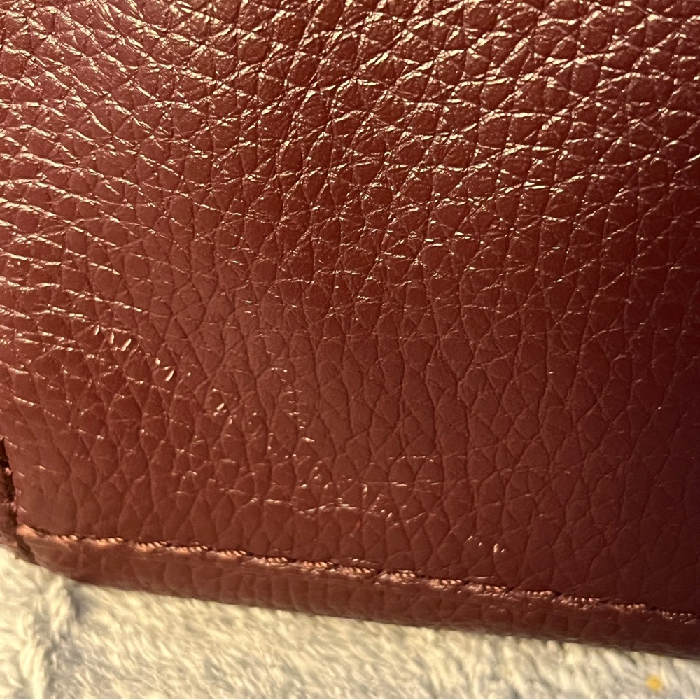 BOTKIER LEATHER SOHO EXPOSED ZIP TRIM TOTE SHOULDER BAG Wine With Crossbody - Picture 7 of 10
